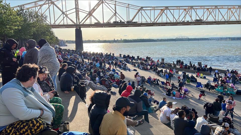 Crowds continue to fill Waterfront Park for Thunder Over Louisville airshow and fireworks on Saturday, April 22, 2023.