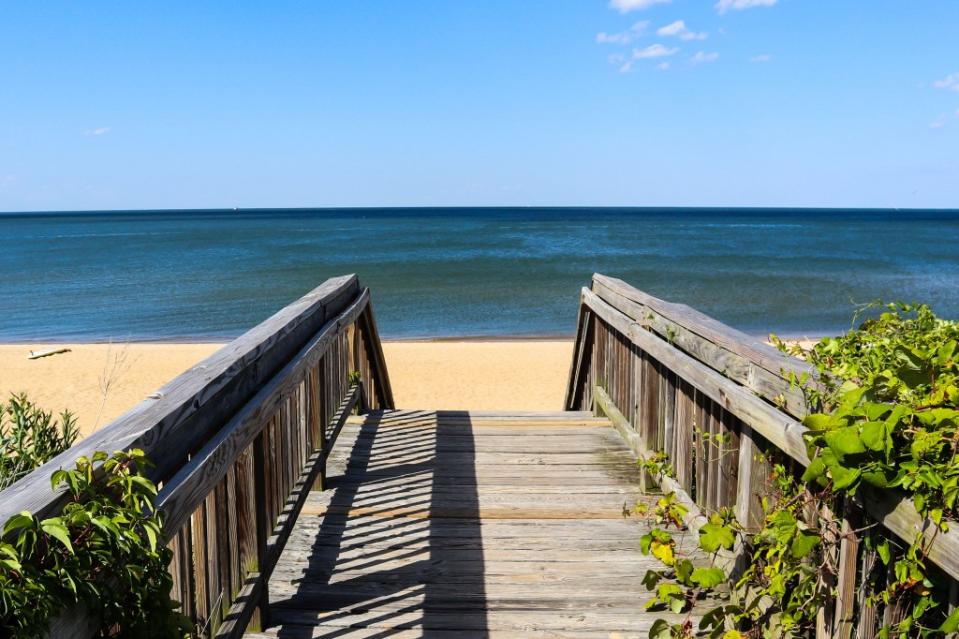 Walkway leading to Ocean View Beach in Norfolk, Virginia via Getty Images