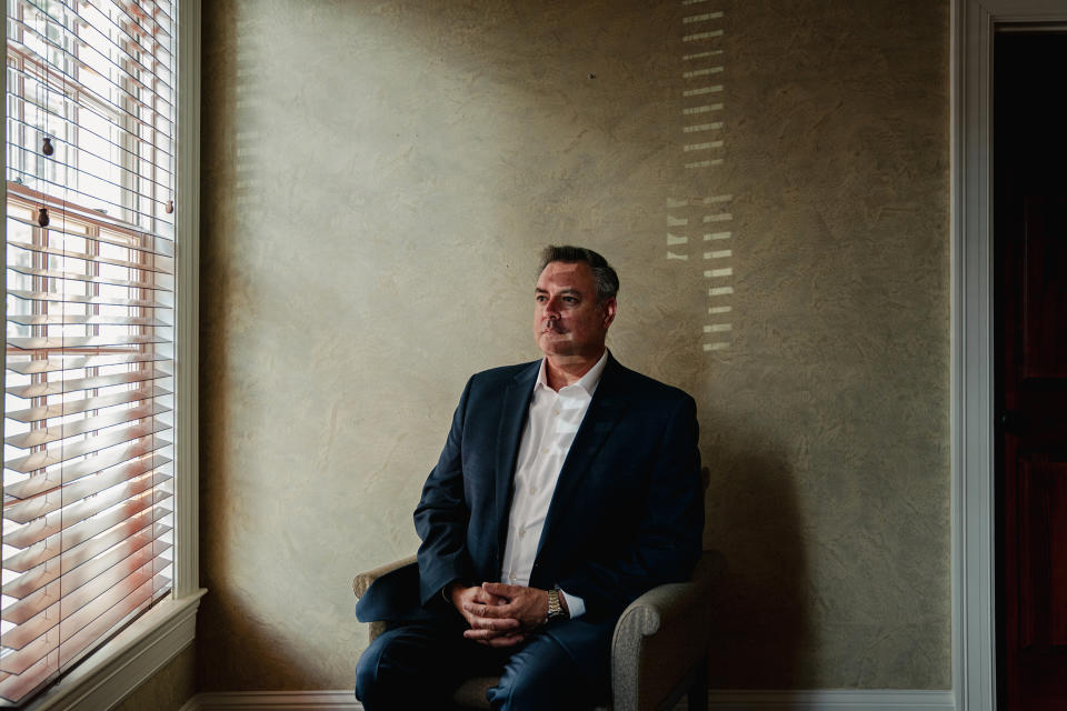 James P. Magner Esq., who represents a mother and her daughter, in a lawsuit against Dr. Martin Seth Forman, in his office in Leesburg, Va., on July 10, 2023.  (Shuran Huang for NBC News)