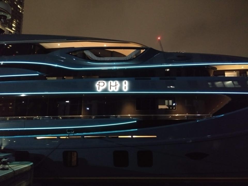 Phi superyacht docked in London