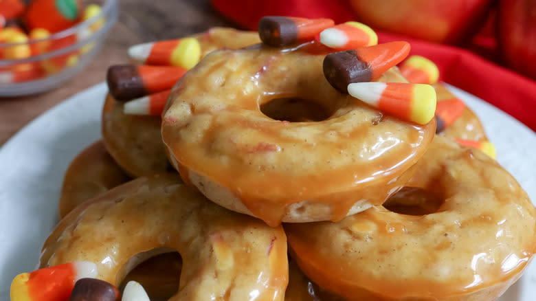 caramel apple donuts with candy