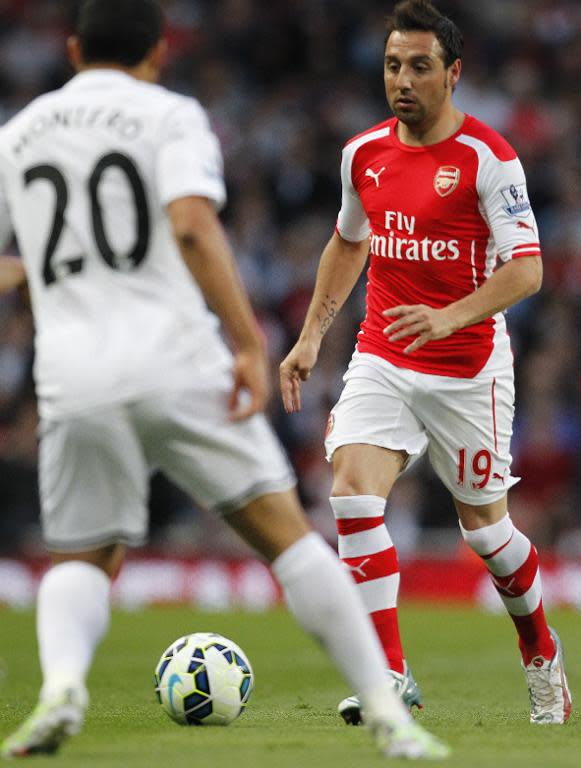 Arsenal midfielder Santi Cazorla during the Premier League match against Swansea City at the Emirates Stadium on May 11, 2015