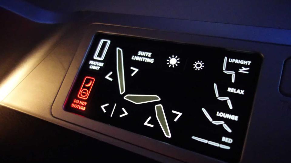 Controls in the Delta One Suite Cabin