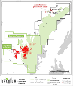 Map showing geology and target zones of the Laguna Salada Project and La Rosada Target