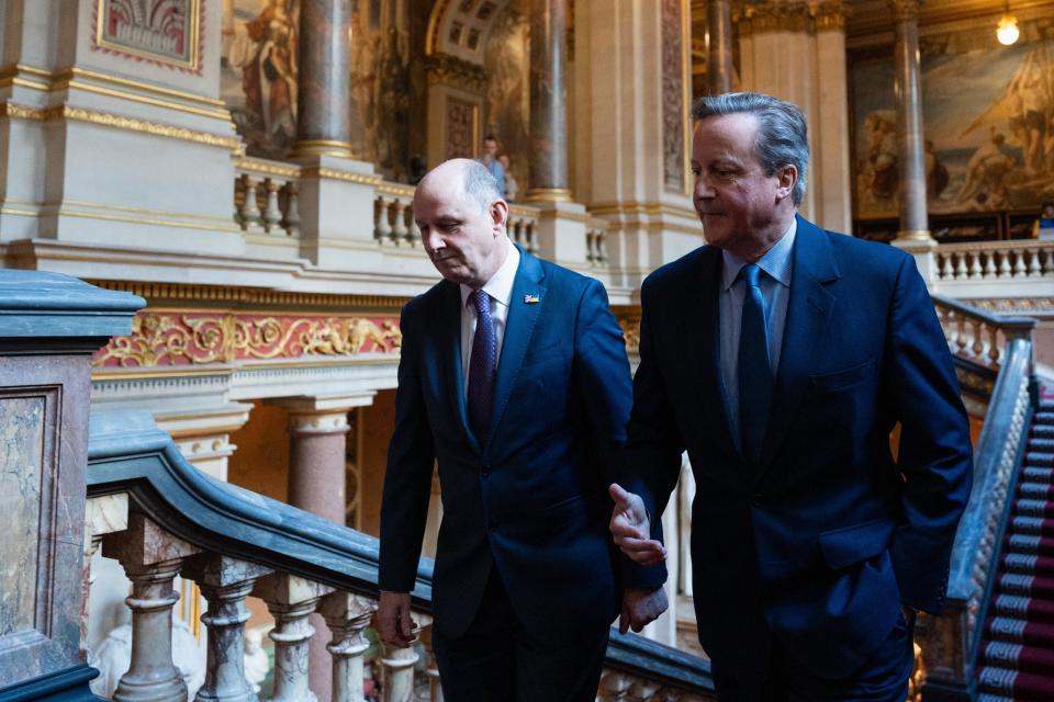 David Cameron arrives at the Foreign Office (FCDO)