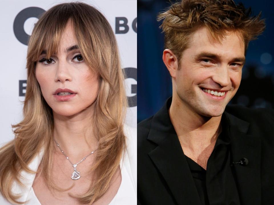 On the left: Suki Waterhouse in November 2022. On the right: Robert Pattinson in February 2022.