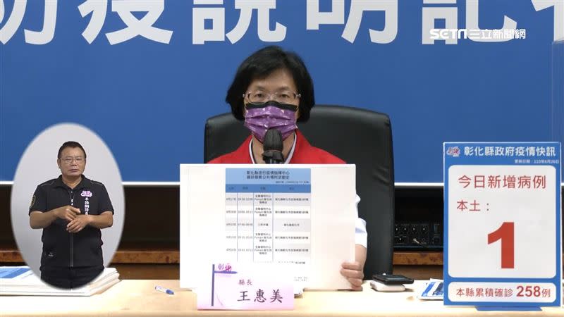 王惠美在疫情記者會上直呼個案足跡「很精彩」。