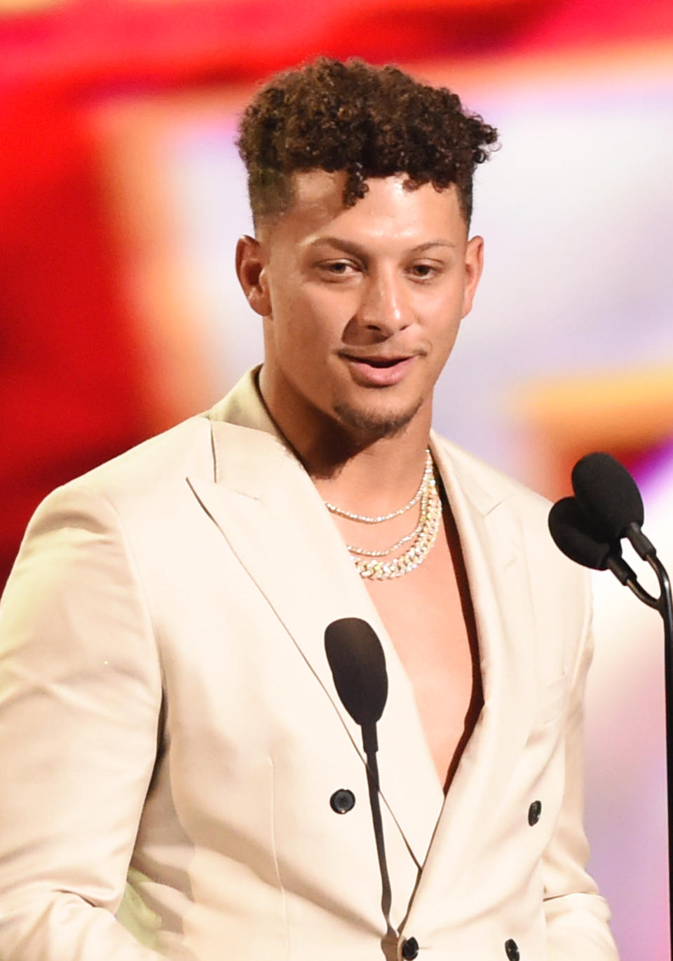 Patrick Mahomes speaks onstage at The 2023 ESPYS held at Dolby Theatre on July 12, 2023 in Los Angeles, California.