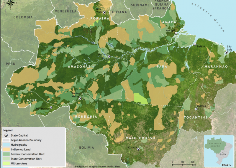 巴西亞馬遜雨林約有1/10為原住民居住地（黃色區域）（圖/FUNAI）