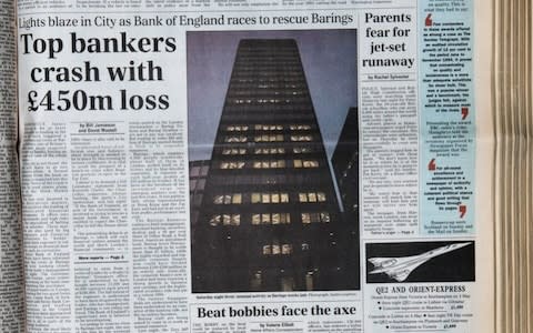 Barings Bank crash front page - Credit: TELEGRAPH