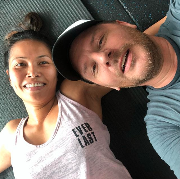 Manu Feildel and wife Clarissa Weerasena train at the gym