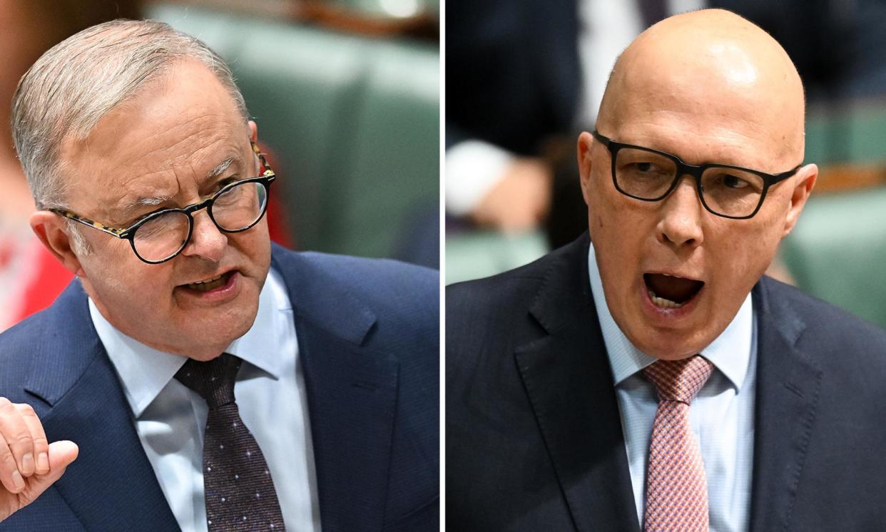 <span>Anthony Albanese and Peter Dutton are separated by two points on a two-party-preferred basis.</span><span>Composite: Lukas Coch/AAP</span>