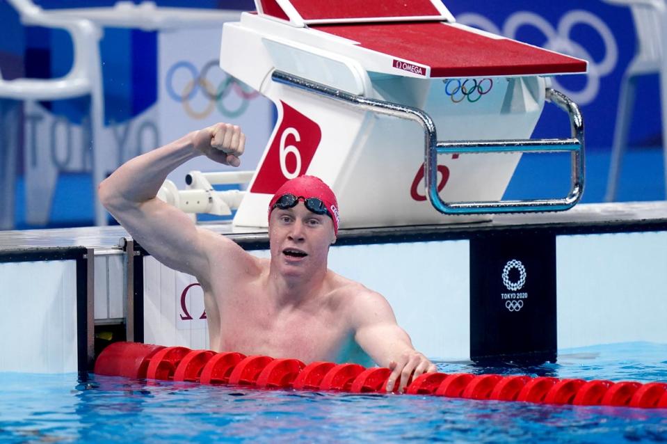Tom Dean celebrates his victory at the Tokyo Olympics (PA Wire)