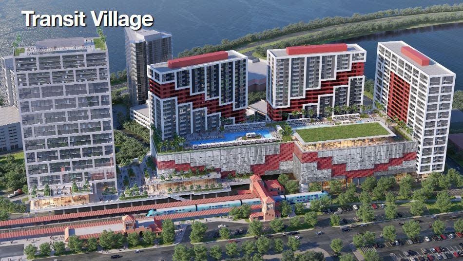 Rendering of Transit Village development between Tri-Rail and Clear Lake in downtown West Palm Beach. The Downtown Action Committee approved the site plan Sept. 14, 2022.