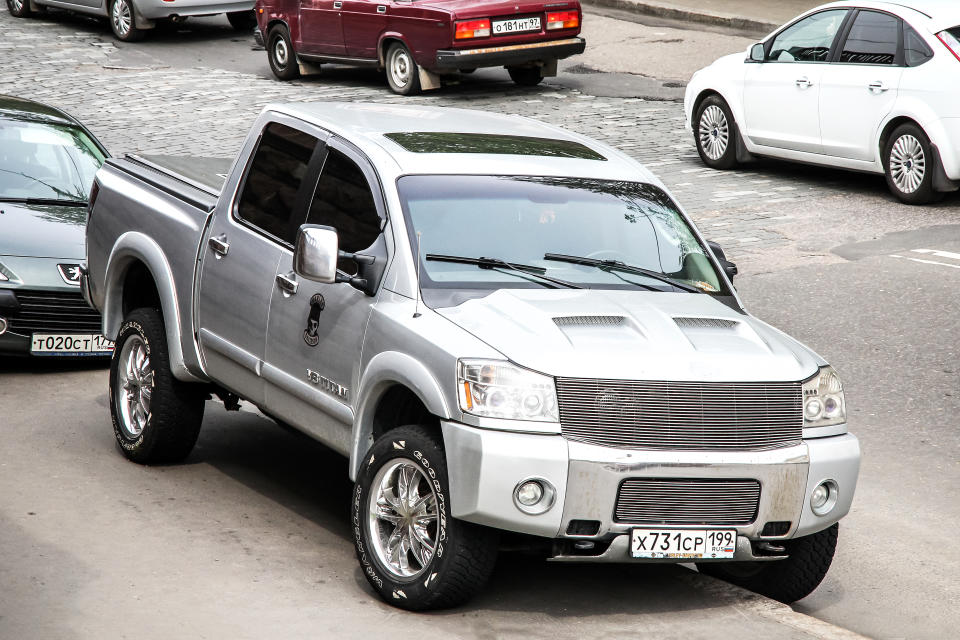 Moscow, Russia - May 6, 2012: Pickup truck Nissan Titan in the city street.