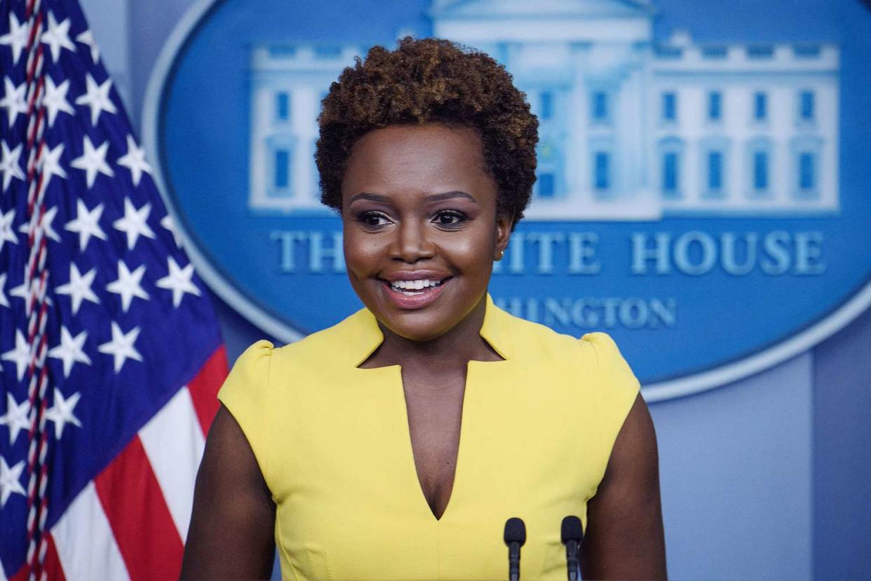 White House Deputy Press Secretary Karine Jean-Pierre arrives for a press briefing in the Brady Briefing Room of the White House in Washington, DC on May 26, 2021