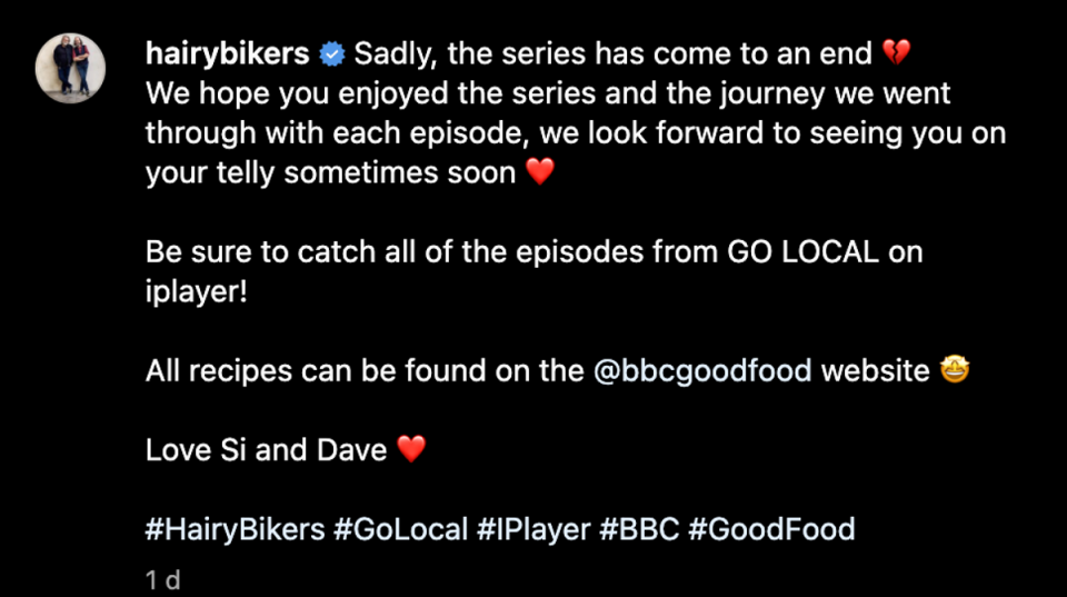 Hairy Bikers share update on ‘Go Local’ after viewer confusion (Instagram)