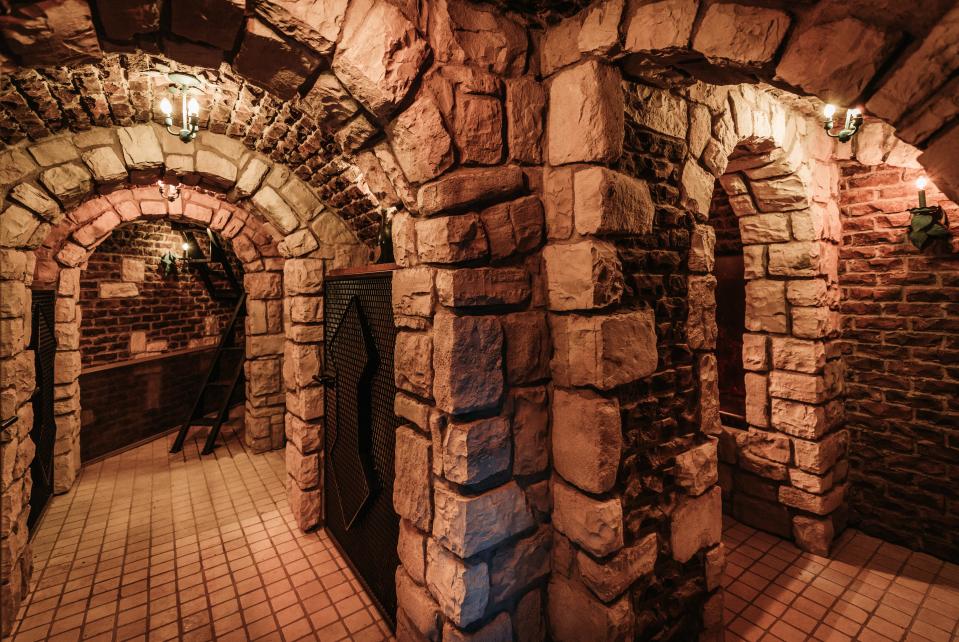 A network of underground passageways in the basement at LeBlanc Castle.