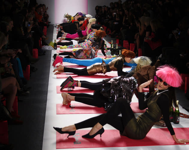 <b>New York Fashion AW13: Weird and wonderful runway looks<br><br></b>Betsey Johnson is famed for her colourful catwalk shows and this take on a yoga class - plus the pink wigs and colour-pop lyrca - meant it more than earned a place in our best bizarre pics.<b><br></b>