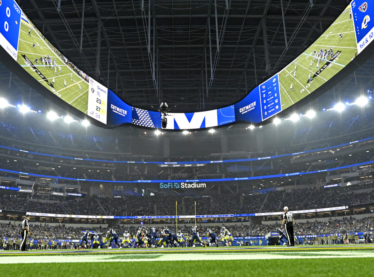 NFL schedule INGLEWOOD, CA - NOVEMBER 07: General view of SoFi Stadium during the game between the Los Angeles Rams and the Tennessee Titans on November 7, 2021 in Inglewood, California. (Photo by Jayne Kamin-Oncea/Getty Images)