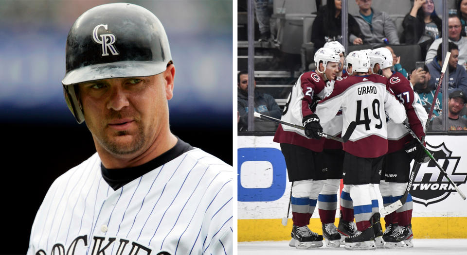 Larry Walker had a Hall of Fame baseball career, but we may get to see the Canadian's goaltending abilities on Sunday. (Getty Images)