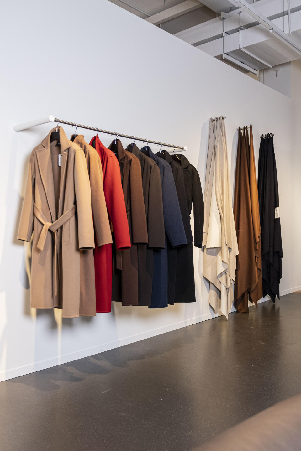 Visitors can sample double-faced cashmere coats and rich fabrics.