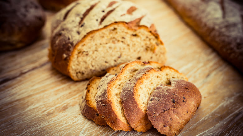 Loaf and sliced Ezekiel bread