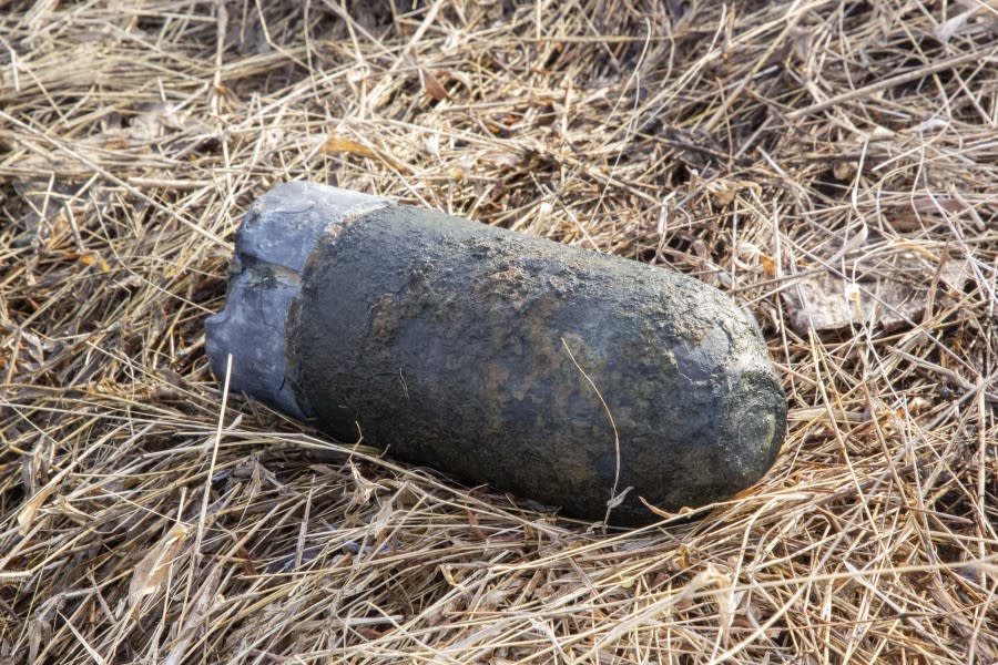 This artillery shell was found within the Little Round Top rehabilitation project area and dates from the Battle of Gettysburg, July 1-3, 1863. Courtesy of National Park Service, Gettysburg National Military Park.