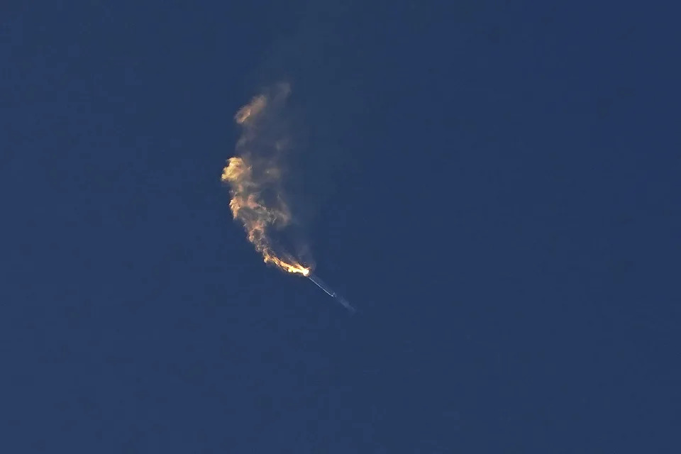 SpaceX's Starship turns after its launch from Starbase in Boca Chica, Texas, Thursday, April 20, 2023. (AP Photo/Eric Gay)