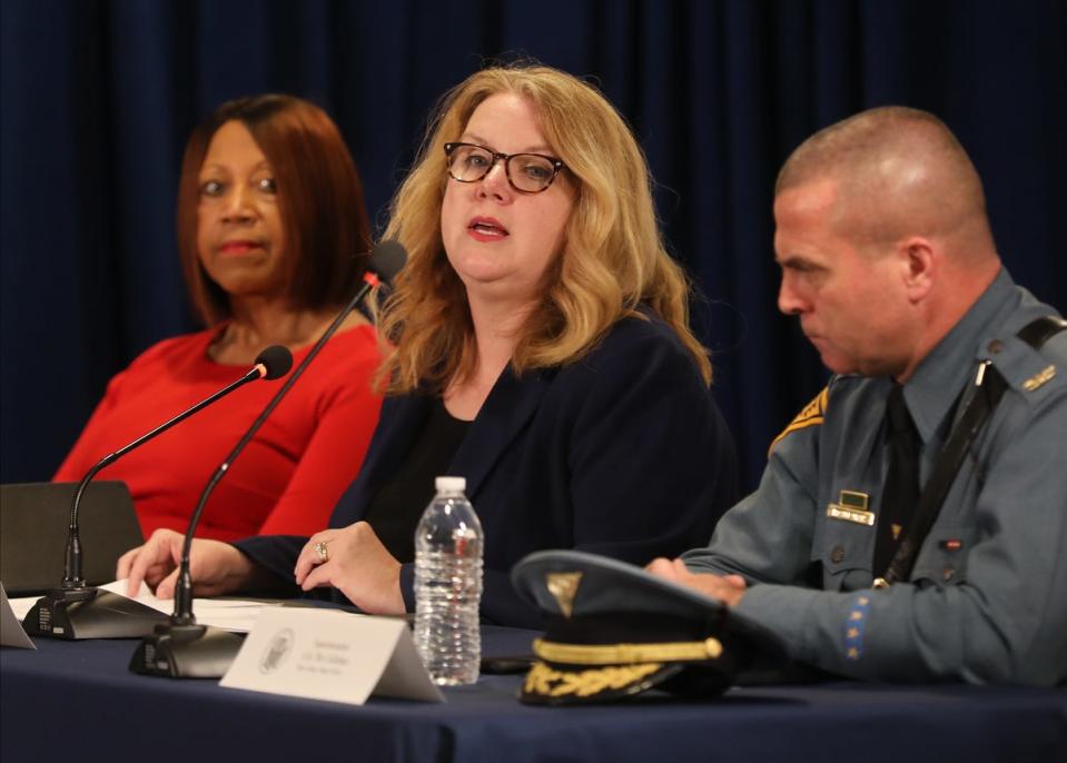 Carole Johnson, center, the commissioner of New Jersey's Department of Human Services since 2018, has been picked by President-elect Joe Biden to lead the country’s COVID-19 testing strategy once Biden takes office next month.