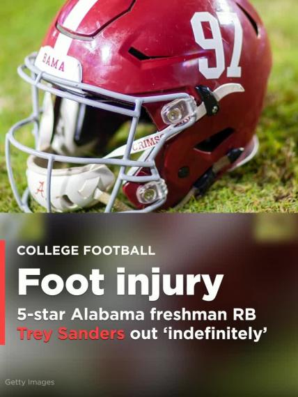 5-star Alabama freshman RB Trey Sanders out 'indefinitely'