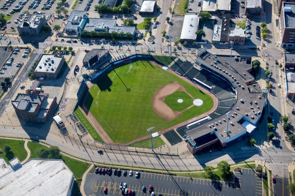 Dozer Park at 730 SW Jefferson Avenue on the edge of downtown Peoria.