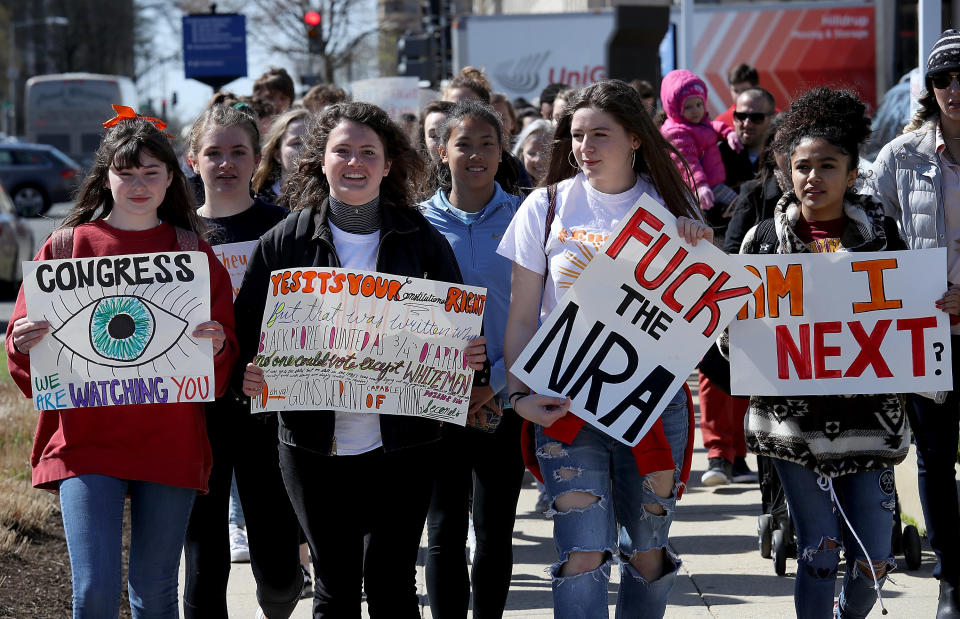 Students from Washington-Lee High School in Arlington, Virginia, join the&nbsp;walkout.&nbsp;