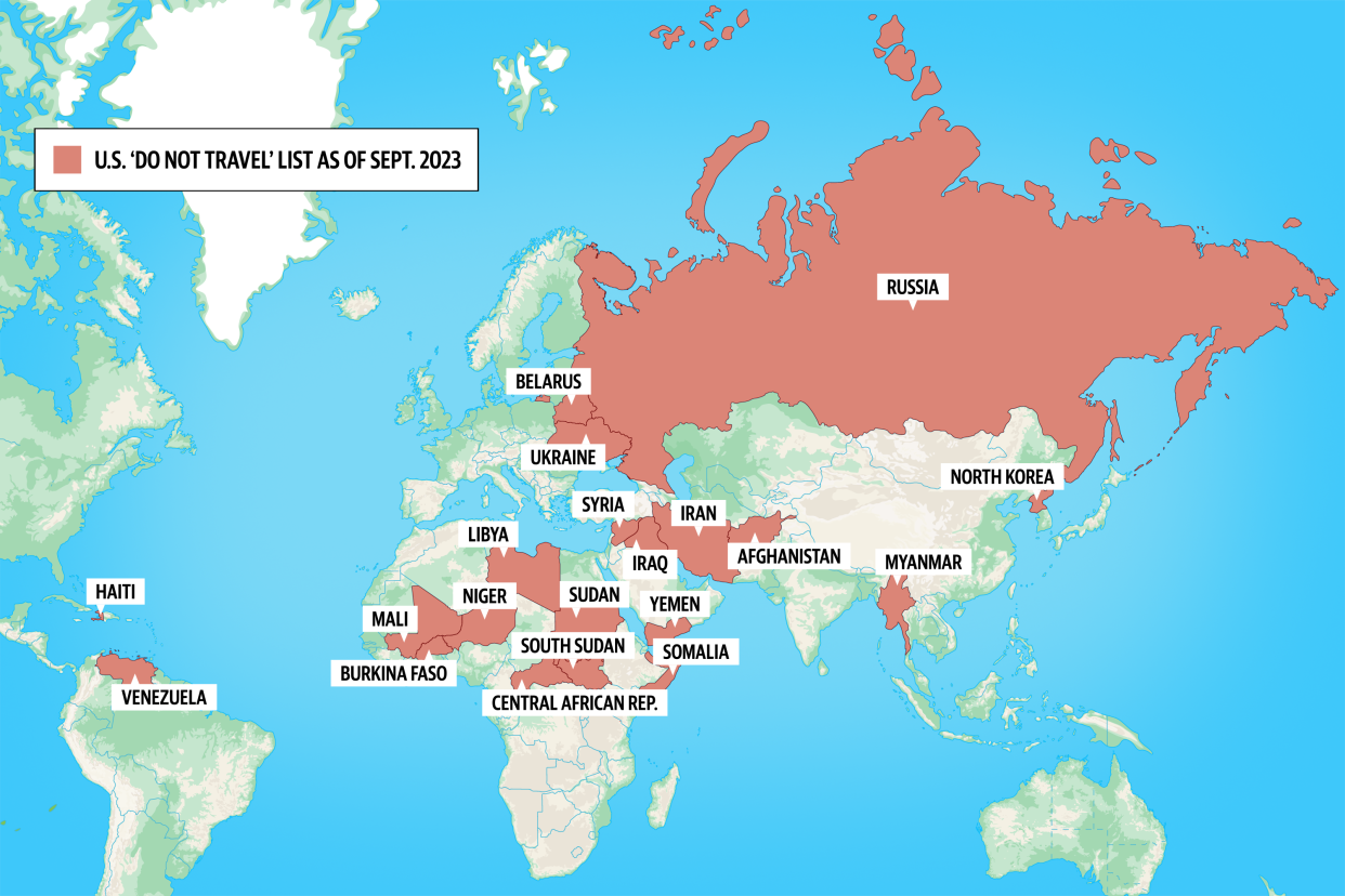 Don't travel to these countries if you're American, U.S. government warns