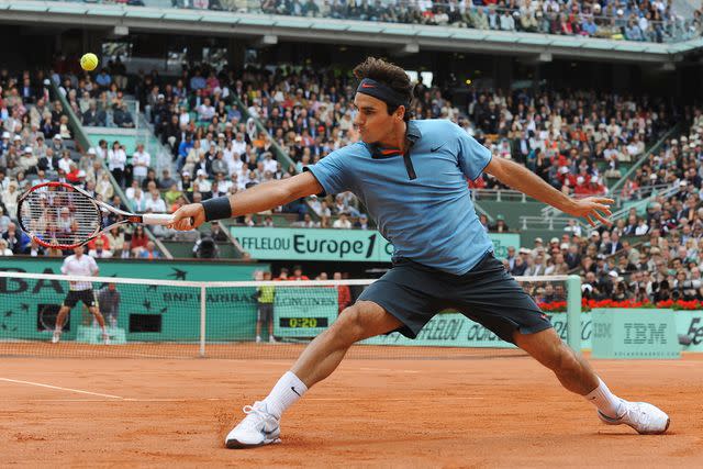 <p>liewig christian/Corbis via Getty</p> Roger Federer during the 2020 French Open