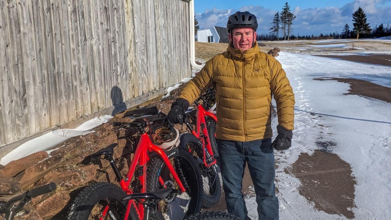 Woodrow Bishop, general manager at Glasgow Hills Golf Course, came up with the idea of putting in some multi-use trails on a piece of property that wasn't being used for golf.   (Shane Hennessey/CBC - image credit)