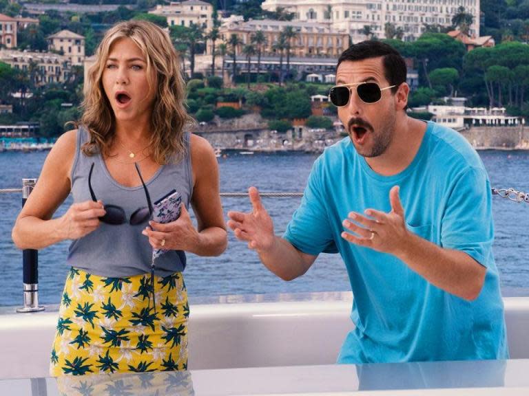 Adam Sandler‘s latest Netflix film Murder Mystery has broken a huge streaming service record.The actor, who signed a second four-year deal with the streaming service in 2017, reunites with his Just Go With It co-star Jennifer Aniston for the comedy that follows a couple from New York who get caught up in a mystery surrounding the death of an ageing billionaire during a trip to Europe.Critics may have long fallen out of love with Sandler, but Netflix users haven’t: in its first three days of release, Variety reports that Murder Mystery had been viewed by almost 30.9m users – one of the biggest ever openings for a Netflix original. For comparison, Will Smith film Bright – once considered a Netflix heavyweight – was watched by 11m in its opening three days.It’s important to note that a view is counted when a user has streamed at least 70 per cent of the film and, somewhat understandably, the service picks and chooses which titles it releases stats for with a view to highlighting its successes.The statistic puts Murder Mystery on course to overtake Bird Box, which amassed 80m views over its first month of release, as well as Triple Frontier (52m) and The Highwaymen (40m).
