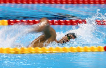 2016 Rio Olympics - Swimming - Final - Men's 1500m Freestyle Final - Olympic Aquatics Stadium - Rio de Janeiro, Brazil - 13/08/2016. Gregorio Paltrinieri (ITA) of Italy competes. REUTERS/Marcos Brindicci