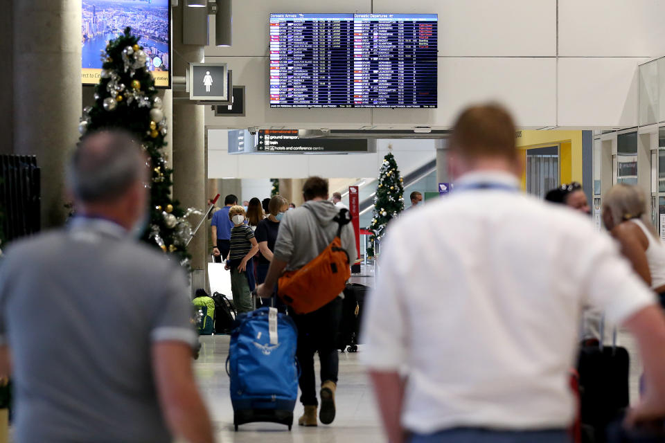 A general view at Brisbane airport as travellers from Sydney arrive at Brisbane Airport. Source: AAP