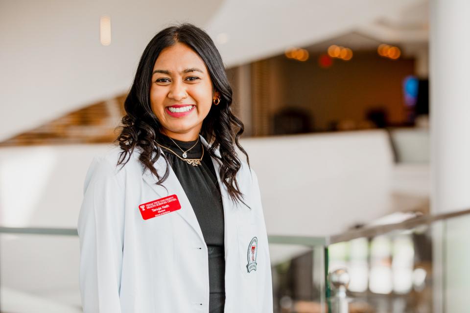 Tanuja Nath of Lubbock was among incoming medical students who received their white coats at Friday's ceremony held by the Texas Tech University Health Sciences Center at the Buddy Holly Hall of Performing Arts and Sciences.