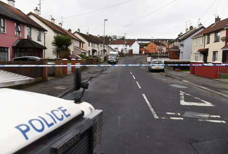 The scene of a security alert is seen cordoned off in Londonderry, Northern Ireland, January 21, 2019. REUTERS/Clodagh Kilcoyne