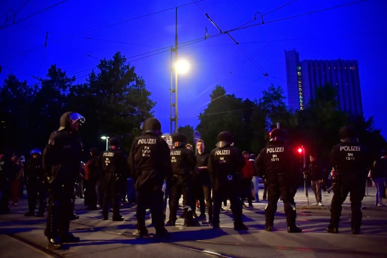 Local police, backed up by officers from across Germany, were out in force to keep both sides from clashing during the demonstrations