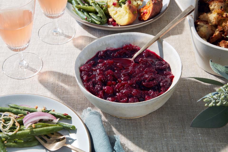 Spike your cranberry compote with bourbon and black pepper, and serve it at room temp.