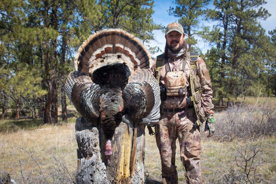 Matt Rice from Vista Outdoors with a Montana Merriam's turkey.