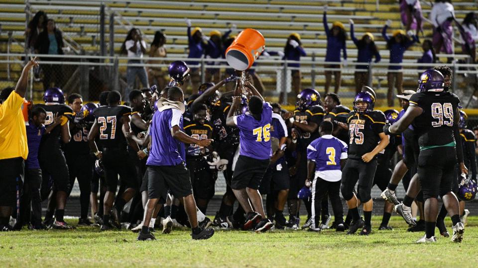 The Boynton Beach football team competes against King's Academy in the first round of the 2022 high school football playoffs in Boynton Beach. The Bengals Tigers picked up a historic 29-26 win on Nov. 14, 2022.