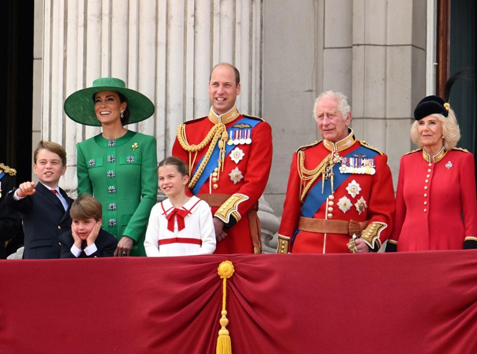Trooping of the Colour 2023, King Charles, Princess Charlotte, Prince William, Kate Middleton, Queen Camilla, Prince Louis, Prince Geor