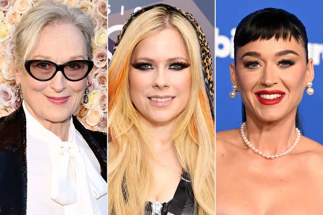 <p>Michael Buckner/Golden Globes 2024/Golden Globes 2024 via Getty; Jason Kempin/Getty; Gilbert Flores/Billboard via Getty</p> Meryl Streep; Avril Lavigne; Katy Perry