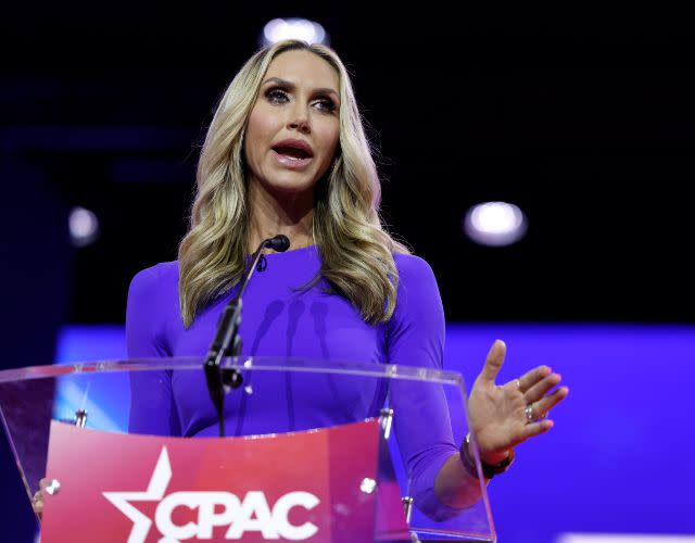 NATIONAL HARBOR, MARYLAND – MARCH 03: Lara Trump speaks during the annual Conservative Political Action Conference (CPAC) at the Gaylord National Resort Hotel And Convention Center on March 03, 2023 in National Harbor, Maryland. The annual conservative conference entered its second day of speakers including congressional members, media personalities and members of former President Donald Trump’s administration. President Donald Trump will address the event on Saturday. (Photo by Anna Moneymaker/Getty Images)