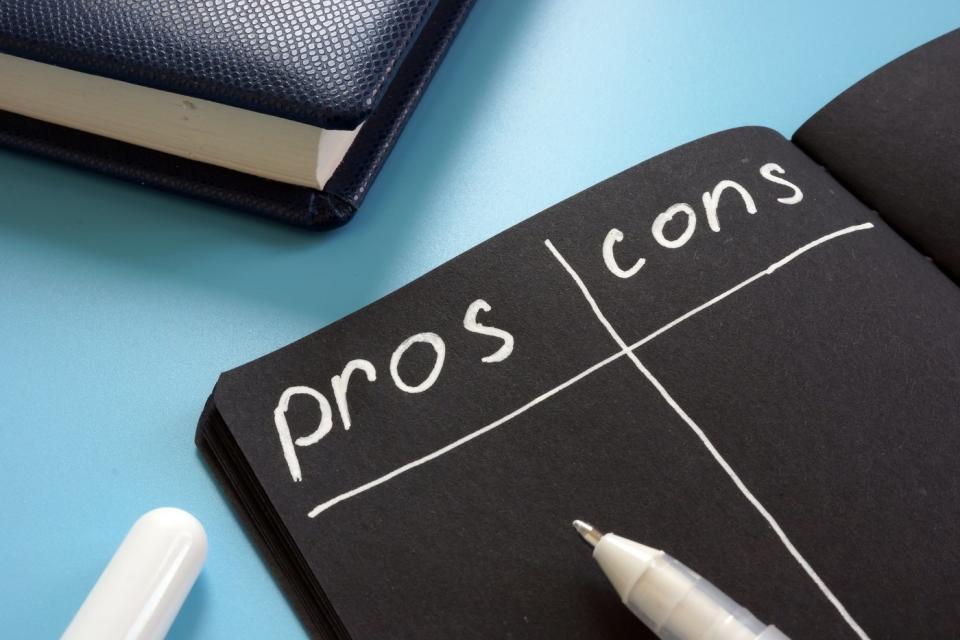 A pros and cons list.