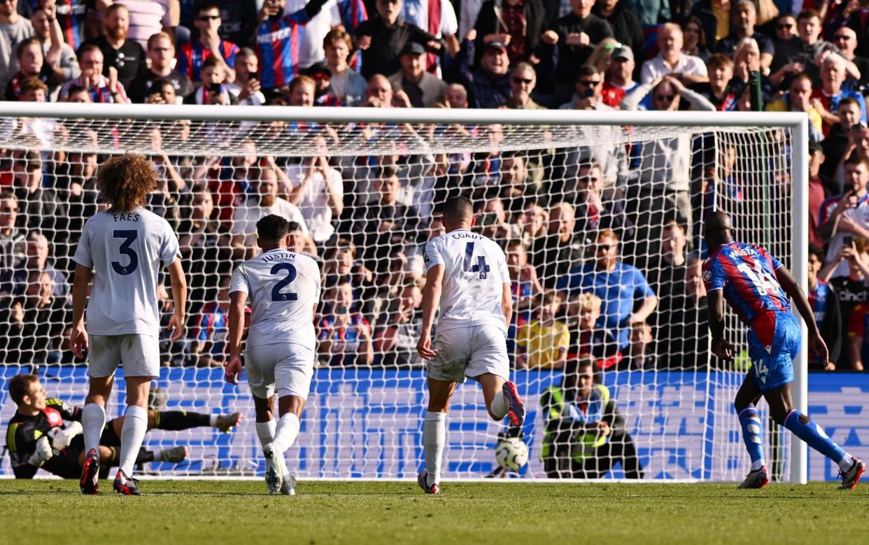 Crystal Palace's Jean-Philippe Mateta equalises with a late penalty against Leicester City